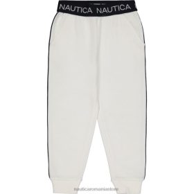 Nautica Romania | Nautica Jogger din lână cu dungi laterale pentru fete mici (2t-4t) ZZ2JN1372 alb