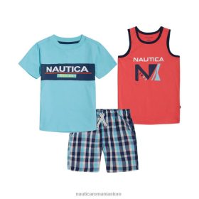 Nautica Romania | Nautica Tanc și tricou pentru copii mici Set scurt de 3 bucăți în carouri ZZ2JN1278 zmeură