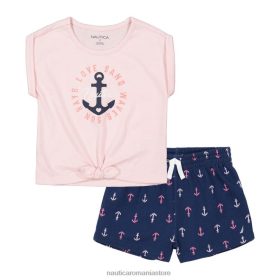 Nautica Romania | Nautica Tricou pentru fete mici 2 buc. set scurt (2t-4t) ZZ2JN1498 marina