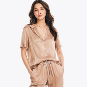 Nautica Romania | Nautica cămașă de tabără cu mânecă scurtă din satin ZZ2JN962 ciocolată femeilor