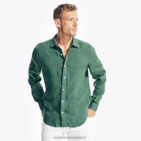 Nautica Romania | Nautica cămașă din in realizată sustenabil ZZ2JN706 verde de malul lacului bărbați