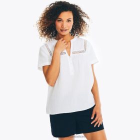 Nautica Romania | Nautica cămașă pulover croșetat ZZ2JN826 alb strălucitor femeilor