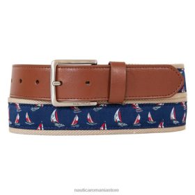 Nautica Romania | Nautica centura din piele de barca cu pânze ZZ2JN112 cămașă de lucru albastră bărbați
