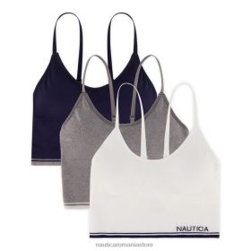 Nautica Romania | Nautica dungi jacquard fără cusături și logo brami pachet de 3 ZZ2JN828 cămașă de lucru albastră femeilor