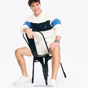 Nautica Romania | Nautica hanorac fleece cu gât crew ZZ2JN152 naviga albă bărbați
