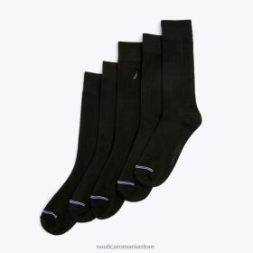 Nautica Romania | Nautica șosete de rochie cu nervuri uni, pachet de 5 ZZ2JN82 negru bărbați