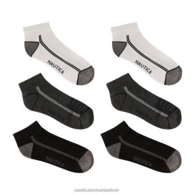 Nautica Romania | Nautica șosete sferturi cu logo atletic, pachet de 6 ZZ2JN194 onix negru bărbați
