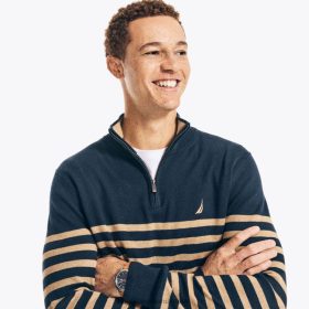 Nautica Romania | Nautica pulover cu fermoar sfert cu dungi navtech ZZ2JN672 marina bărbați