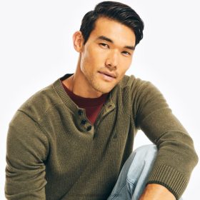 Nautica Romania | Nautica pulover henley cu mâneci lungi realizat în mod durabil ZZ2JN544 vânător întunecat bărbați