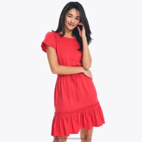 Nautica Romania | Nautica rochie încrucișată în dungi realizată în mod durabil ZZ2JN738 roșie femeilor