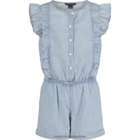 Nautica Romania | Nautica salopetă din denim ușor cu volane pentru fete (7-16) ZZ2JN1398 albastru ca gheata