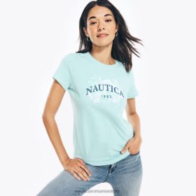 Nautica Romania | Nautica tricou cu logo floral brodat în mod durabil ZZ2JN1024 spălare cu apă de maree ușoară femeilor