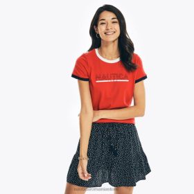 Nautica Romania | Nautica tricou cu logo realizat în mod durabil ZZ2JN932 tomale roșii femeilor