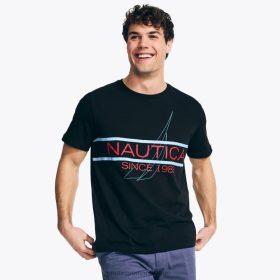 Nautica Romania | Nautica tricou de somn cu logo ZZ2JN56 negru adevărat bărbați