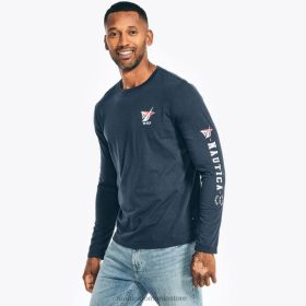 Nautica Romania | Nautica tricou grafic cu mânecă lungă realizat în mod durabil ZZ2JN230 erica albastră stelară bărbați