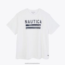 Nautica Romania | Nautica tricou grafic mare și înalt realizat în mod sustenabil pentru clubul de navigație ZZ2JN594 alb strălucitor bărbați