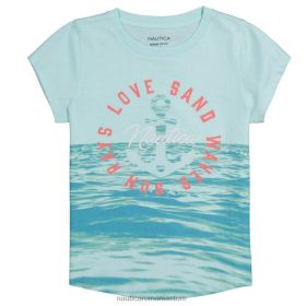 Nautica Romania | Nautica tricou pentru fete love waves (7-16) ZZ2JN1344 cambray uzat