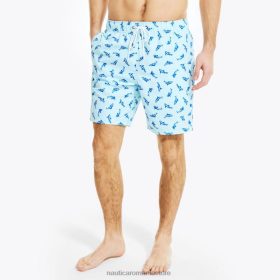 Nautica Romania Store | Nautica Baie de înot cu imprimeu cu rechini, de 8" mare și înaltă ZZ2JN525 South Beach Aqua bărbați