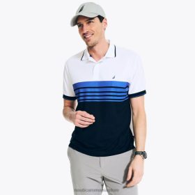 Nautica Romania Store | Nautica Polo navtech, realizat în mod sustenabil, cu benzi pe piept, cu potrivire clasică ZZ2JN91 alb strălucitor bărbați