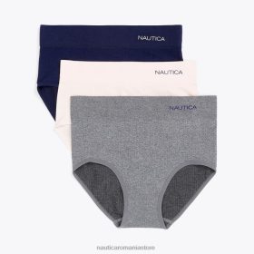 Nautica Romania Store | Nautica Slip hipster cu logo cu nervuri, fără sudură, pachet de 3 ZZ2JN1027 cămașă de lucru albastră femeilor