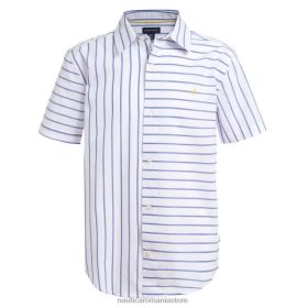 Nautica Romania Store | Nautica cămașă cu mânecă scurtă cu grafică în dungi pentru băieți (4-7) ZZ2JN1157 spalat alb antic