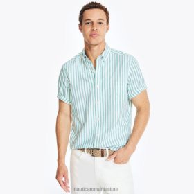 Nautica Romania Store | Nautica cămașă oxford cu mânecă scurtă în dungi ZZ2JN403 mărar întunecat bărbați