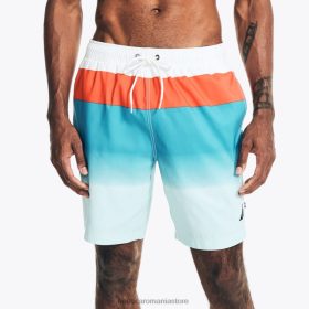 Nautica Romania Store | Nautica Înot ombre cu bloc de culoare de 8" mare și înalt, realizat în mod durabil ZZ2JN569 alb strălucitor bărbați