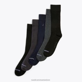 Nautica Romania Store | Nautica șosete de rochie cu nervuri uni, pachet de 5 ZZ2JN115 onix negru bărbați