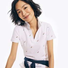 Nautica Romania Store | Nautica polo pride cu gât despicat ZZ2JN487 alb strălucitor femeilor