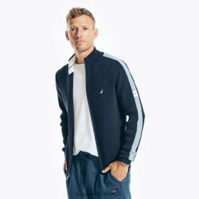 Nautica Romania Store | Nautica pulover cu fermoar complet cu decolteu fals ZZ2JN201 marina bărbați