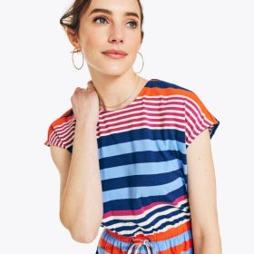 Nautica Romania Store | Nautica rochie în dungi cu răsucire la spate ZZ2JN841 migdale femeilor