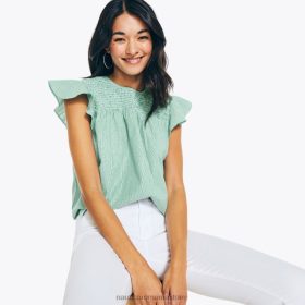 Nautica Romania Store | Nautica top cu fumuri în dungi ZZ2JN787 pădure de pini pădure femeilor