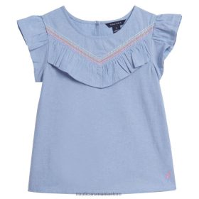 Nautica Romania Store | Nautica top cu mâneci flutter din cambray pentru fete (7-16) ZZ2JN1379 nite sea heather