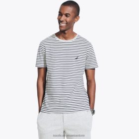 Nautica Romania Store | Nautica tricou cu decolteu în dungi ZZ2JN47 erica gri bărbați