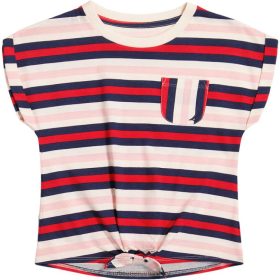 Nautica Romania Store | Nautica tricou cu dungi cu buzunar în față pentru fete mici (2t-4t) ZZ2JN1425 roșie