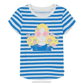 Nautica Romania Store | Nautica tricou cu dungi pentru fete mici (2t-4t) ZZ2JN1557 spălare cu apă de surf