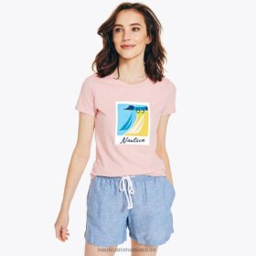 Nautica Romania Store | Nautica tricou cu grafic de navigație de epocă realizat în mod durabil ZZ2JN875 roz prismă femeilor