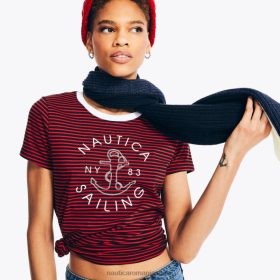 Nautica Romania Store | Nautica tricou cu grafic navigație în dungi ZZ2JN865 tomale roșii femeilor