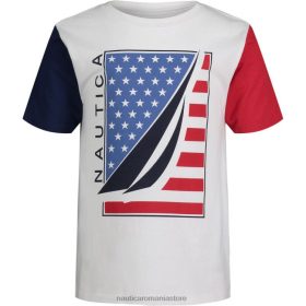 Nautica Romania Store | Nautica tricou cu grafic patriotic pentru copii mici (2t-4t) ZZ2JN1161 spalat alb antic