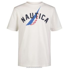 Nautica Romania Store | Nautica tricou cu logo americana j-class pentru băieți (4-7) ZZ2JN1227 spalat alb antic