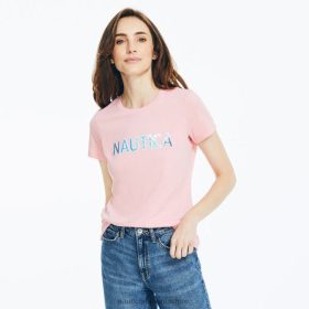 Nautica Romania Store | Nautica tricou cu logo brodat realizat în mod durabil ZZ2JN1013 roz prismă femeilor