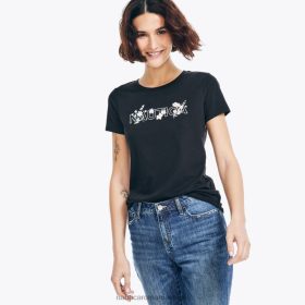 Nautica Romania Store | Nautica tricou cu logo din folie floral realizat în mod durabil ZZ2JN947 negru adevărat femeilor
