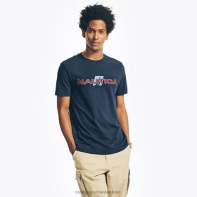 Nautica Romania Store | Nautica tricou cu logo realizat în mod durabil ZZ2JN229 marina bărbați