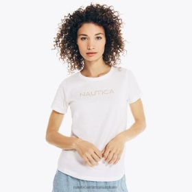 Nautica Romania Store | Nautica tricou cu împânzire cu logo ZZ2JN741 alb strălucitor femeilor