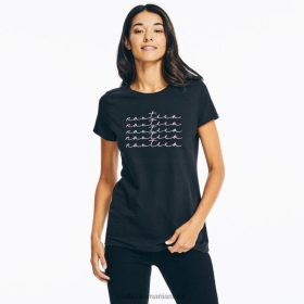Nautica Romania Store | Nautica tricou cu sclipici realizat în mod durabil ZZ2JN769 negru adevărat femeilor