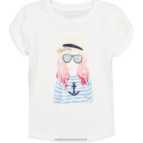 Nautica Romania Store | Nautica tricou fetiță pentru copii mici (2t-4t) ZZ2JN1457 spalat alb antic