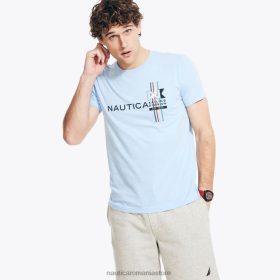 Nautica Romania Store | Nautica tricou grafic al diviziei de navigație realizat în mod durabil ZZ2JN193 albastru azuriu bărbați