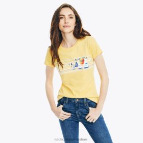 Nautica Romania Store | Nautica tricou grafic cu barcă cu pânze în dungi, realizat în mod durabil ZZ2JN1043 mătasea de porumb femeilor