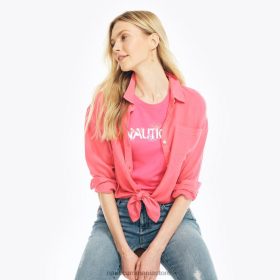 Nautica Romania Store | Nautica tricou grafic cu logo din folie floral realizat în mod durabil ZZ2JN795 cabana roz femeilor