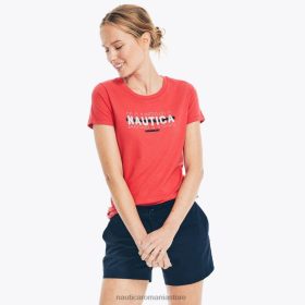 Nautica Romania Store | Nautica tricou grafic cu logo din folie lucrat în mod durabil ZZ2JN967 tomale roșii femeilor